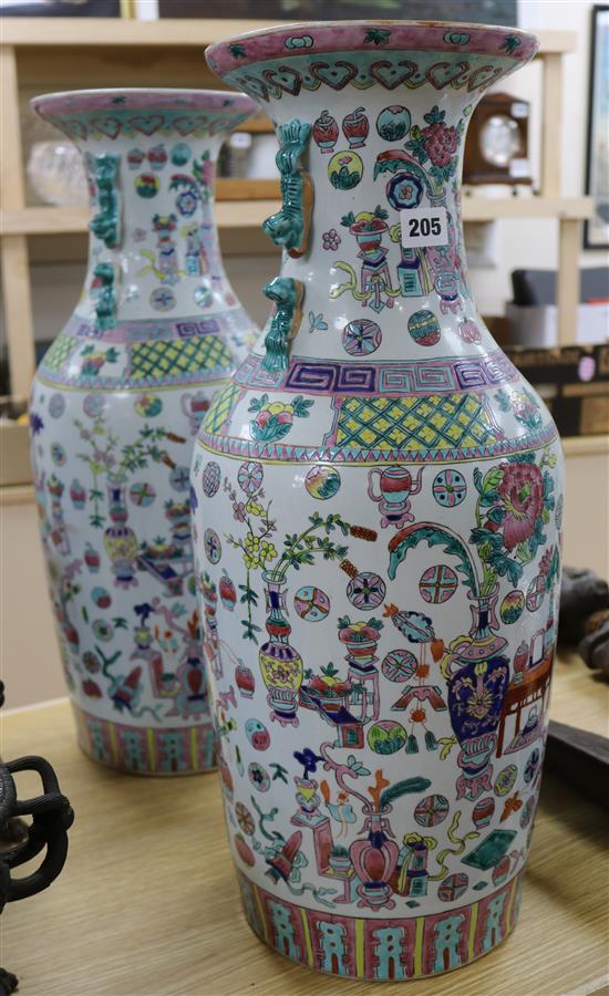 A pair of large Chinese famille rose vases height 56cm
